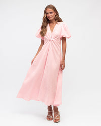 WHITE CLOSET / PINK TWIST LINEN DRESS / TFL8545-27