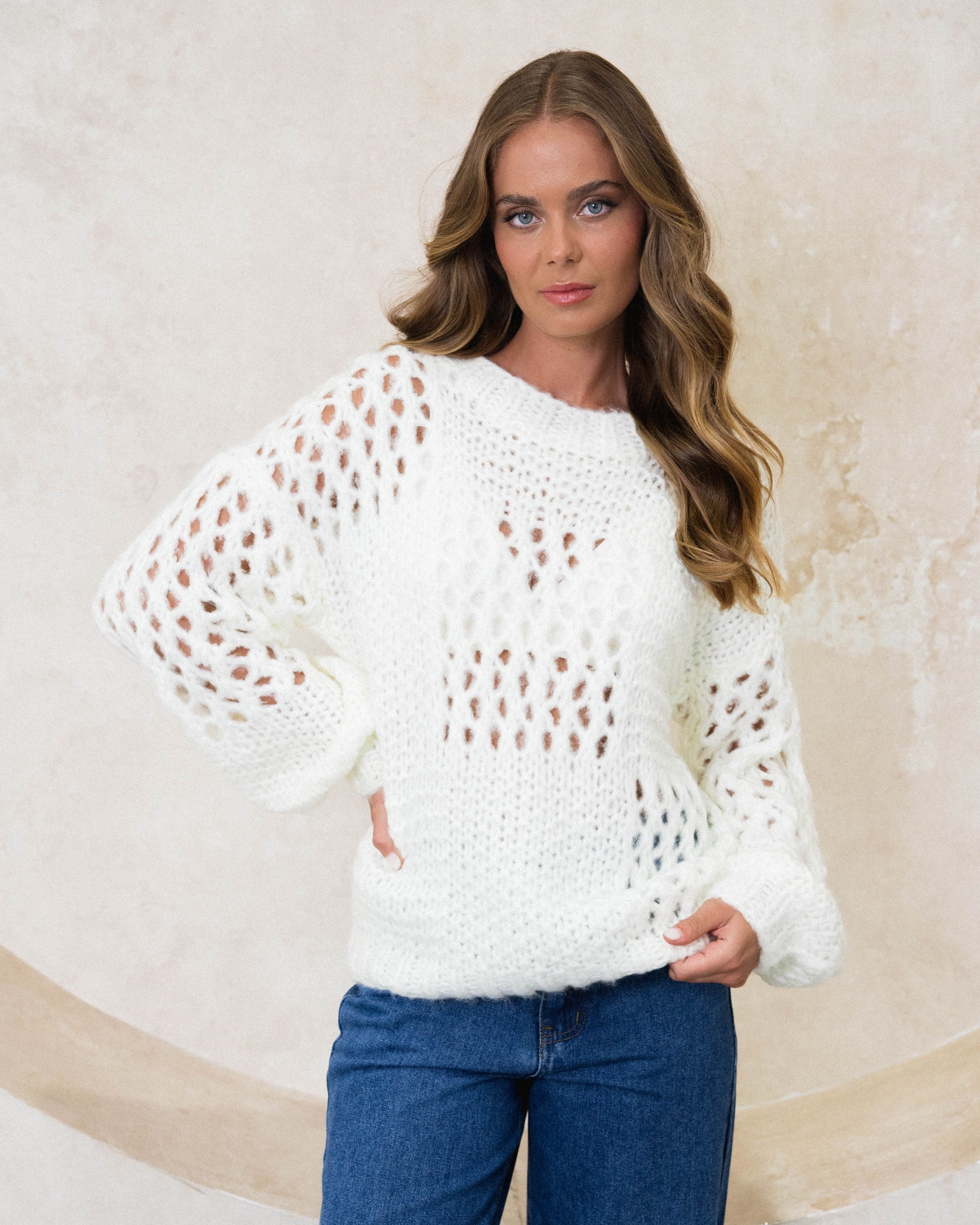 EBBY & I / ISOBLE KNIT WHITE / VV11074