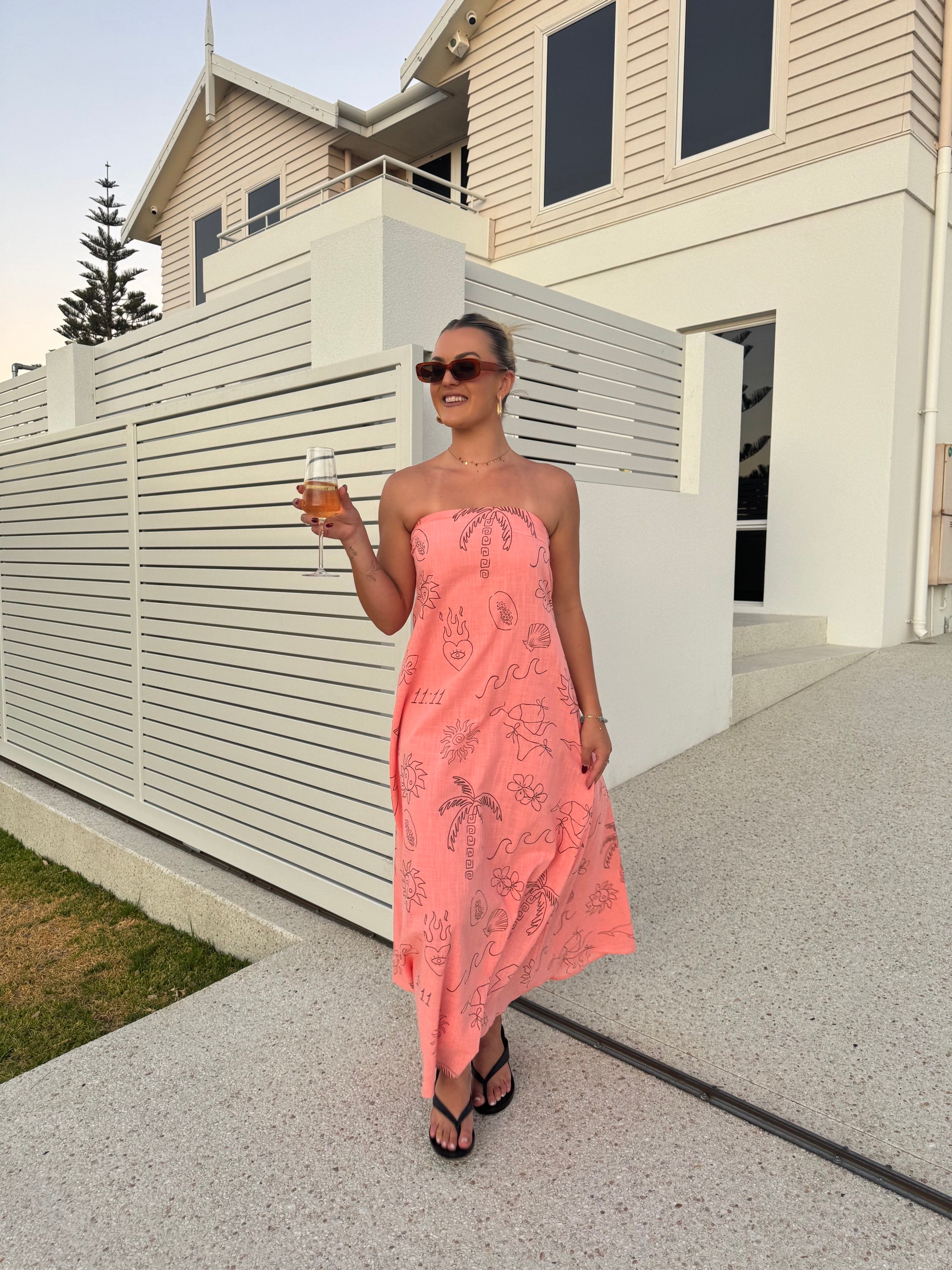 BY FRANKIE / PEACH ANGEL NUMBERS MAXI DRESS / 930-70