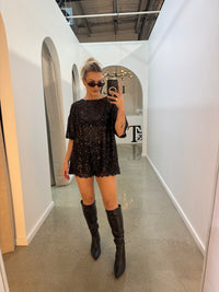 BY FRANKIE / BLACK SEQUINS TOP / 231-17