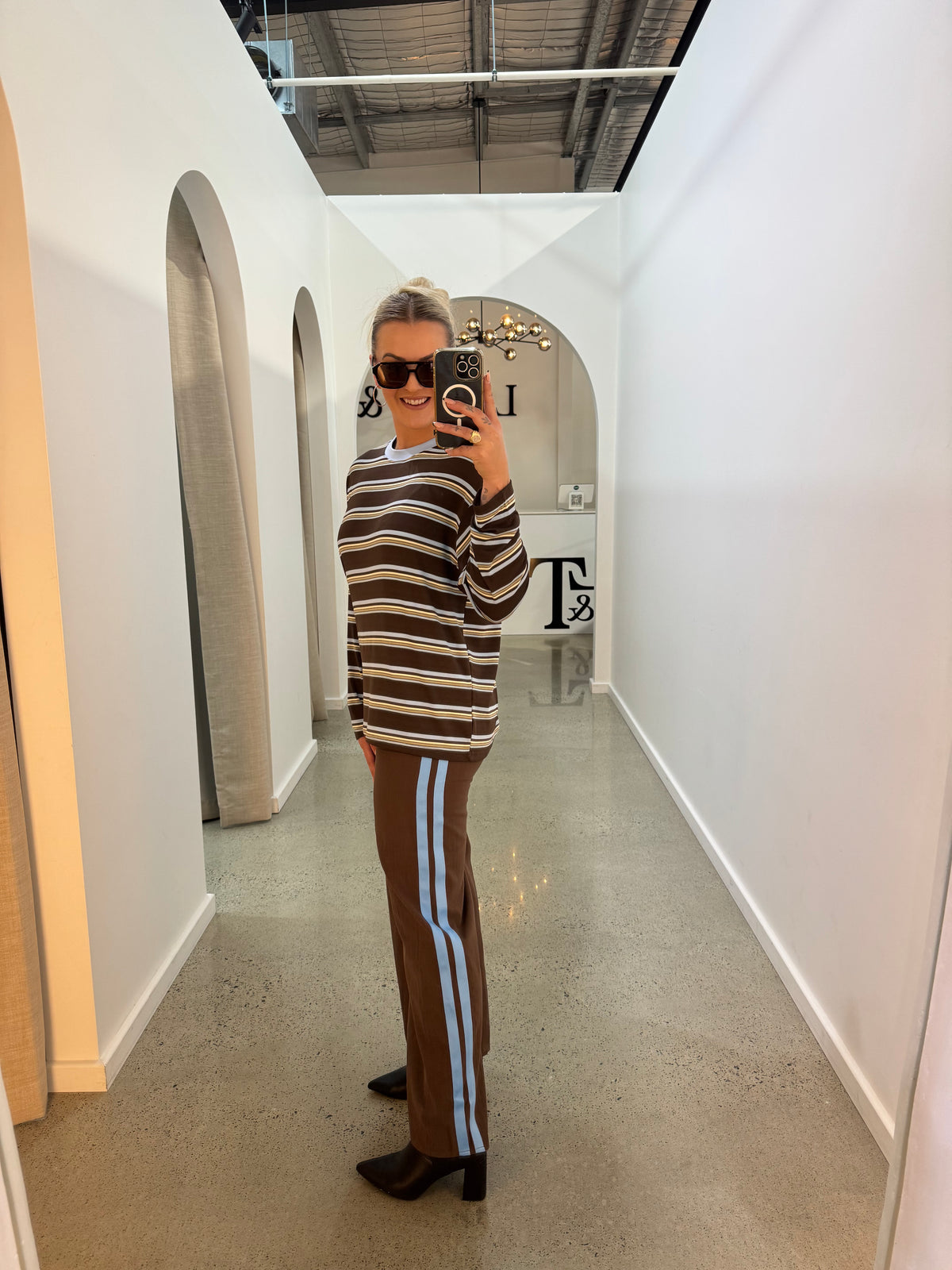 BY FRANKIE / CHOCOLATE - BLUE STRIPE PANT / 981-1
