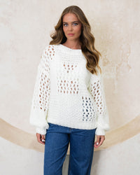 EBBY & I / ISOBLE KNIT WHITE / VV11074