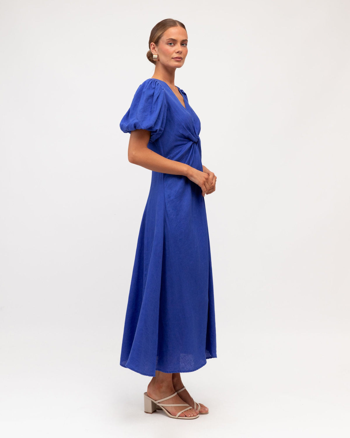 WHITE CLOSET / CHICA TWIST LINEN DRESS / COLBALT / TFL8545-27