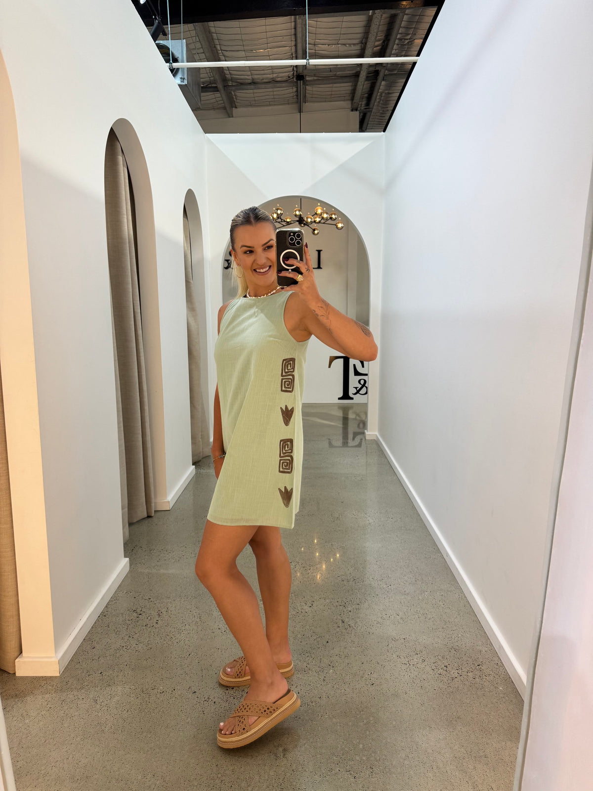 BY FRANKIE / SAGE CHOC SIDE PANEL SHIFT DRESS / 144-12