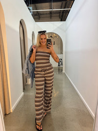 BY FRANKIE / CHOC - PEACH STRIPPED PANTS / 853-1
