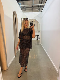 BY FRANKIE / SEQUINS KNIT SKIRT / BLACK  / 163-3