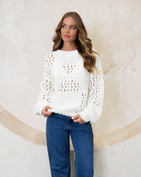EBBY & I / ISOBLE KNIT WHITE / VV11074