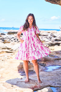 Elisha Dress - Pink/white