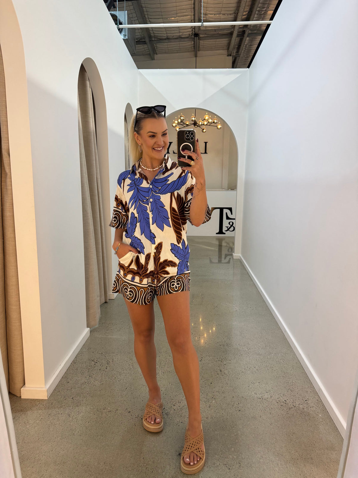 BY FRANKIE / BLUE - CHOC PALM SHIRT / 10-6
