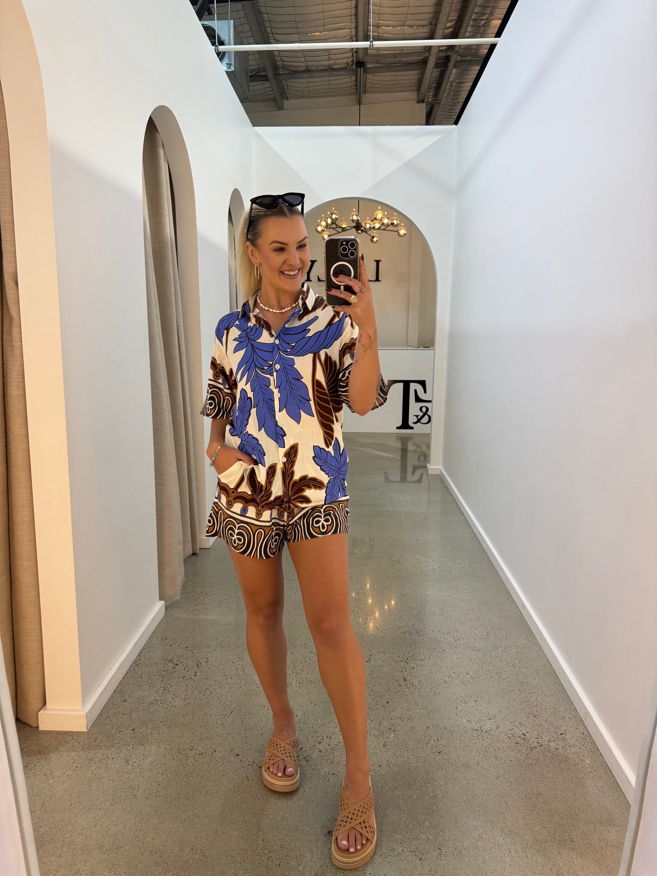 BY FRANKIE / BLUE - CHOC PALM SHIRT / 10-6