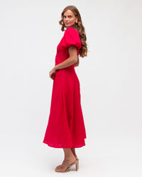 WHITE CLOSET / RED TWIST LINEN DRESS / TFL8545-27