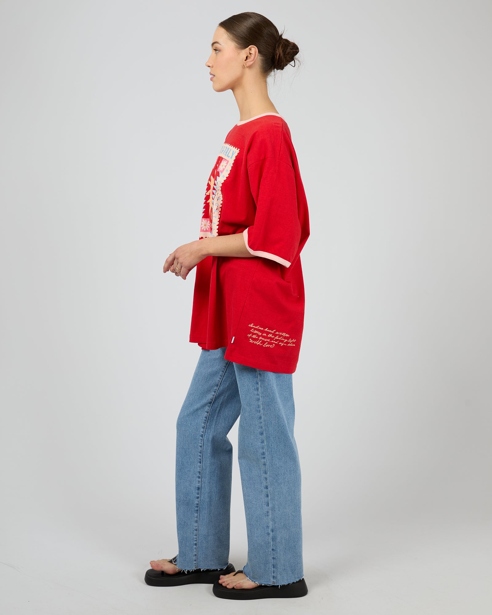 ALL ABOUT EVE / POSTCARDS OVERSIZED TEE RED / 6469032