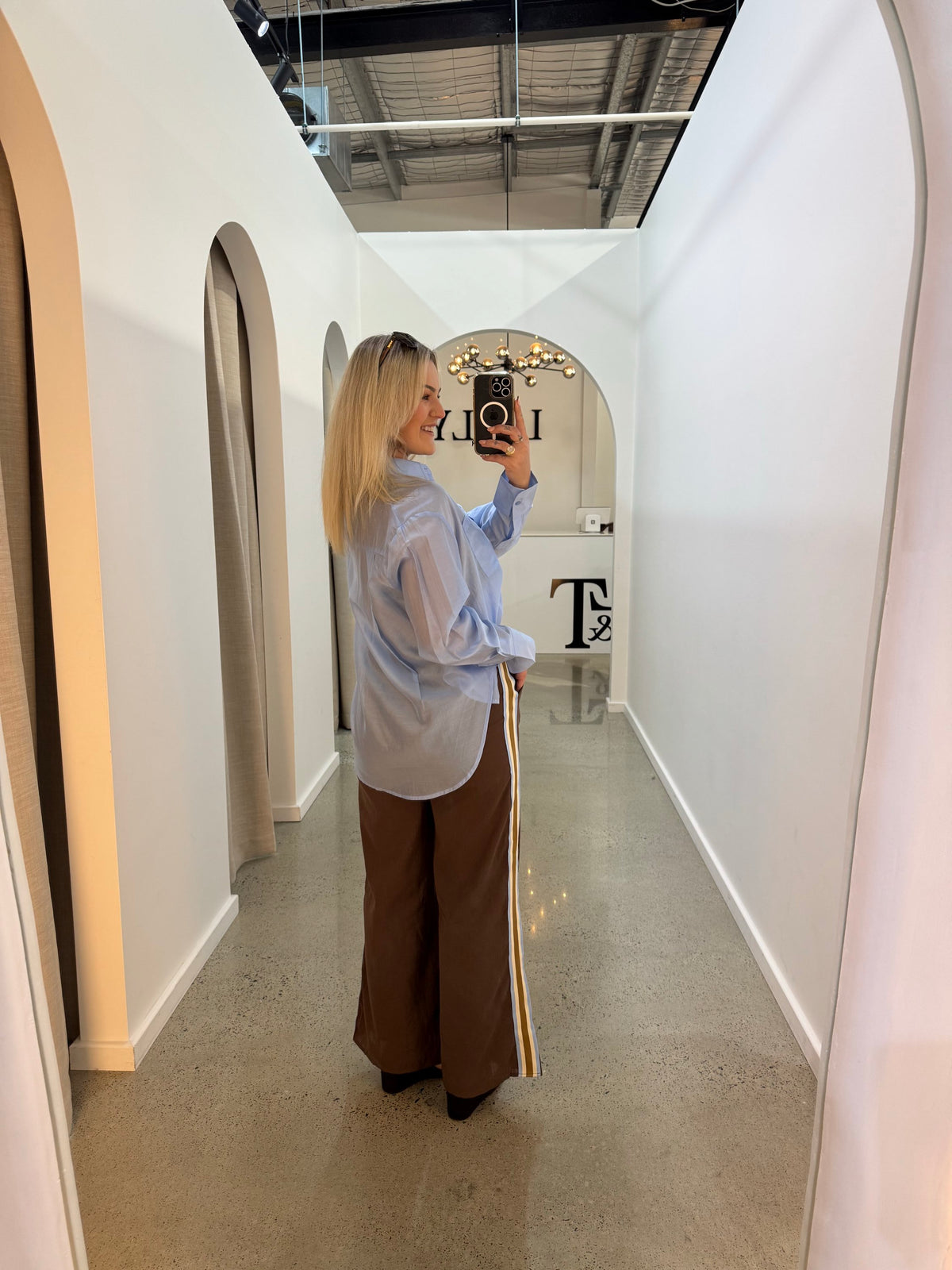 BY FRANKIE / CHOCOLATE BLUE RACER STRIPE PANT / 987-2
