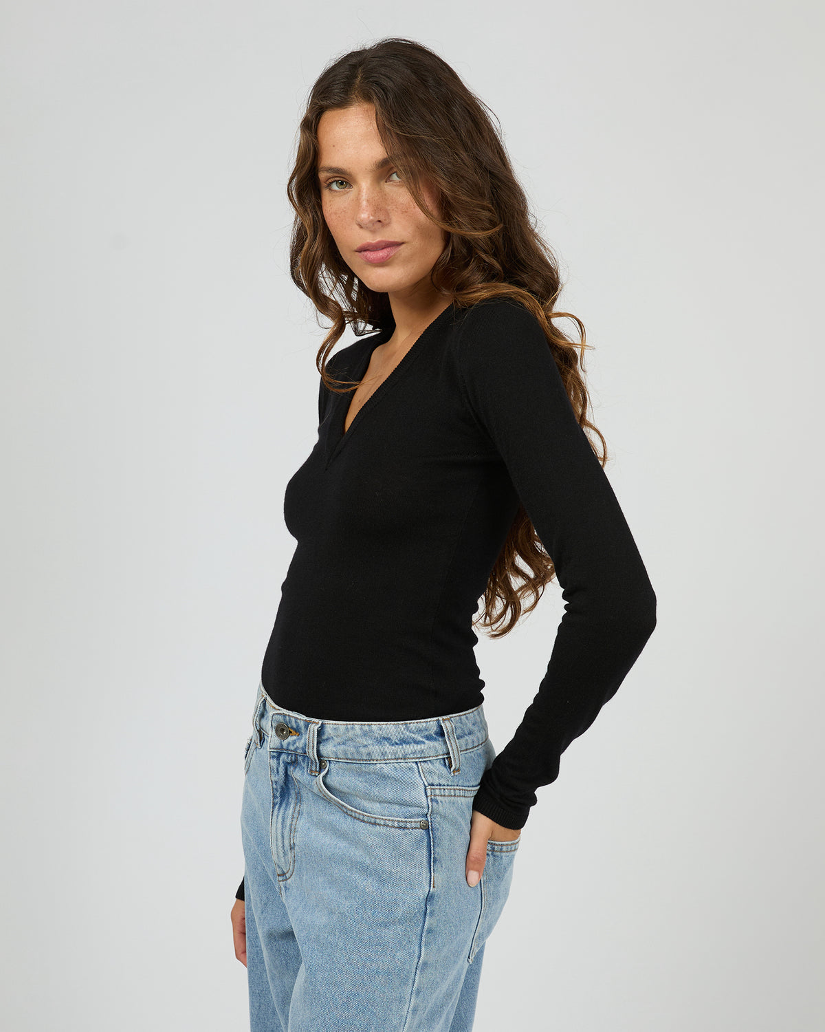 SILENT THEORY ASHTON KNIT LS TOP / 60X5443.BLK