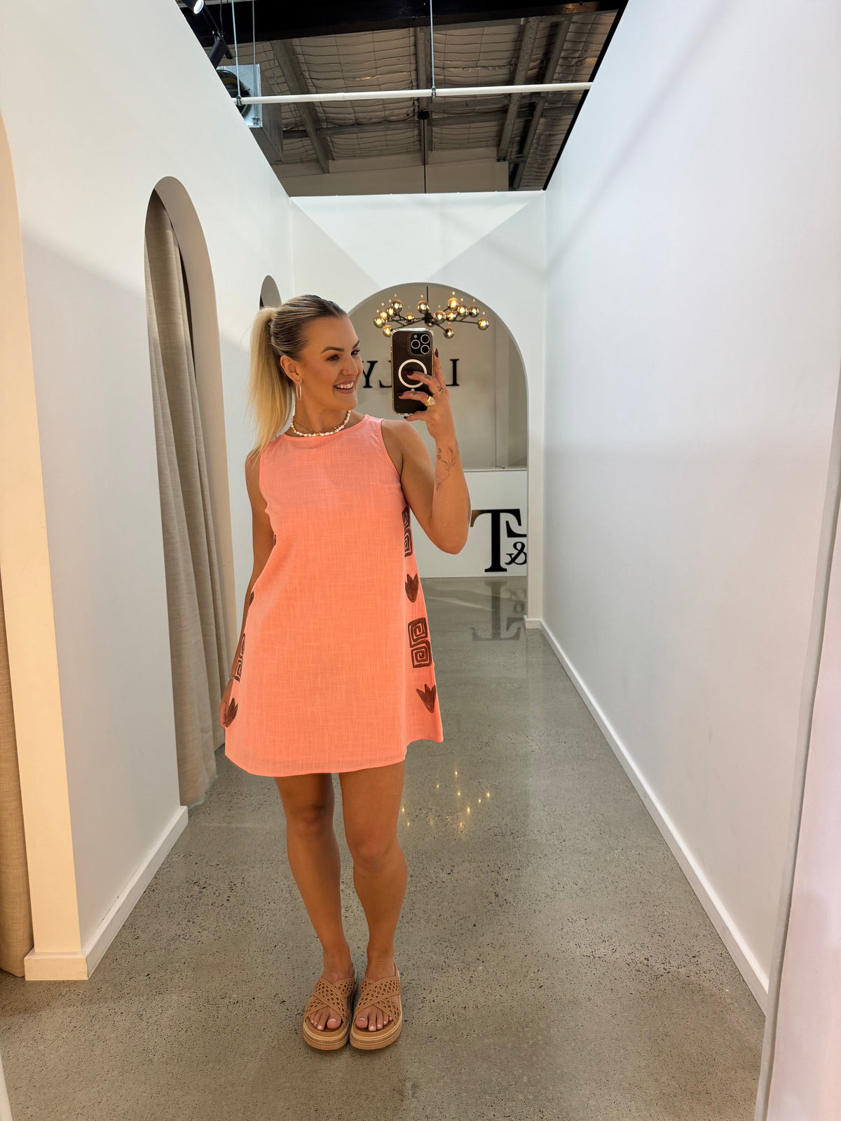 BY FRANKIE / PEACH CHOC SIDE PANEL SHIT DRESS / 144-12