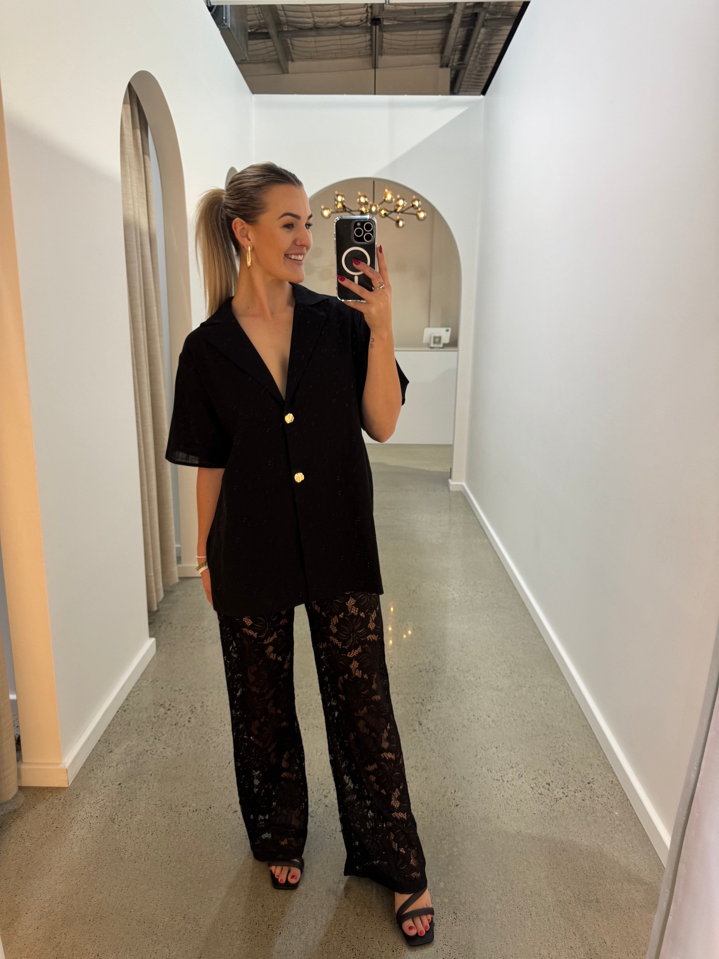 BY FRANKIE / BLACK LACE PANTS / 244-1