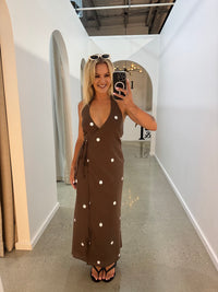 BY FRANKIE / CHOC POLKA WRAP DRESS / 557-2