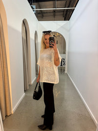 BY FRANKIE / WHITE SEQUINS TEE / 231-20
