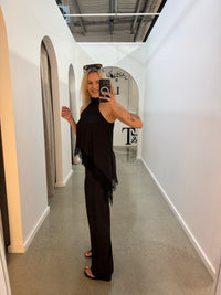 BY FRANKIE / BLACK CUPRO HALTER NECK TOP / 202613-1