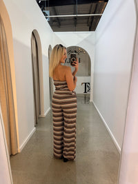 BY FRANKIE / CHOC - PEACH STRIPPED PANTS / 853-1