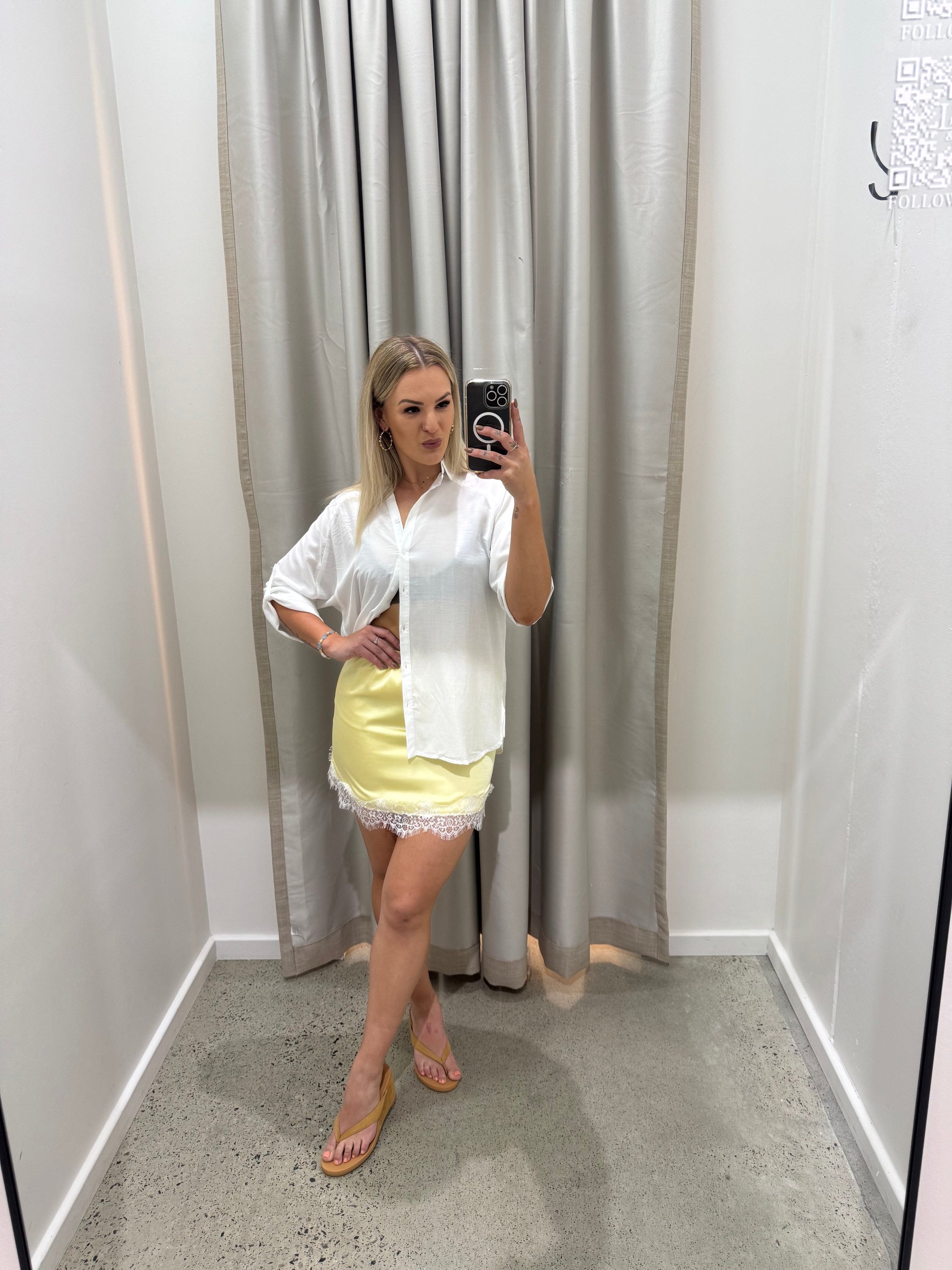 BY FRANKIE / LEMON CUPRO WHITE LACE TRIM SKIRT / 48-2