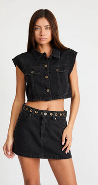 ABRAND / 95 ALINE DENIM SKIRT / BRIE EYELET / A61K16