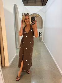 BY FRANKIE / CHOC POLKA WRAP DRESS / 557-2