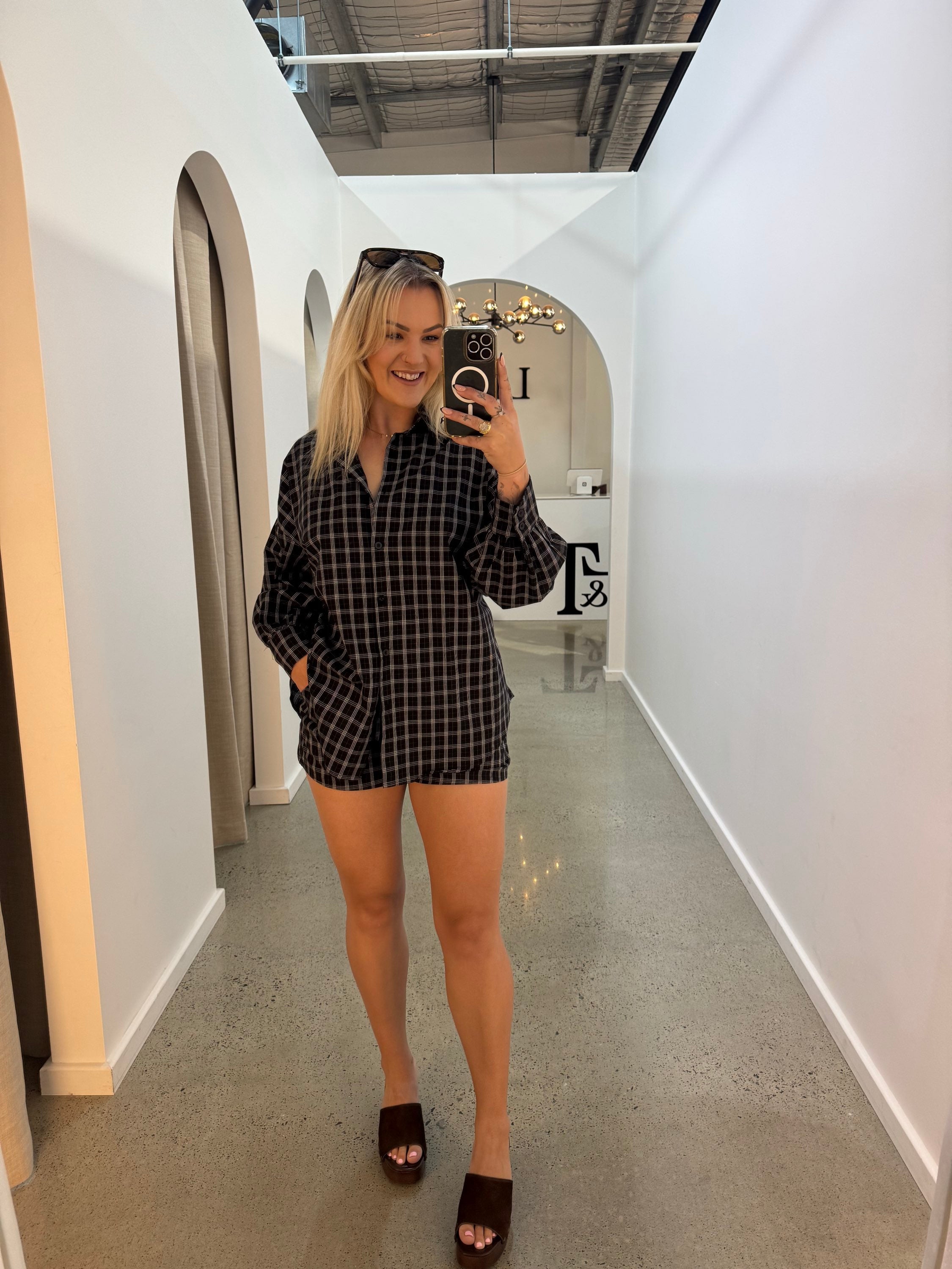 BY FRANKIE / BLACK / WHITE PLAID SHIRT / 939-1