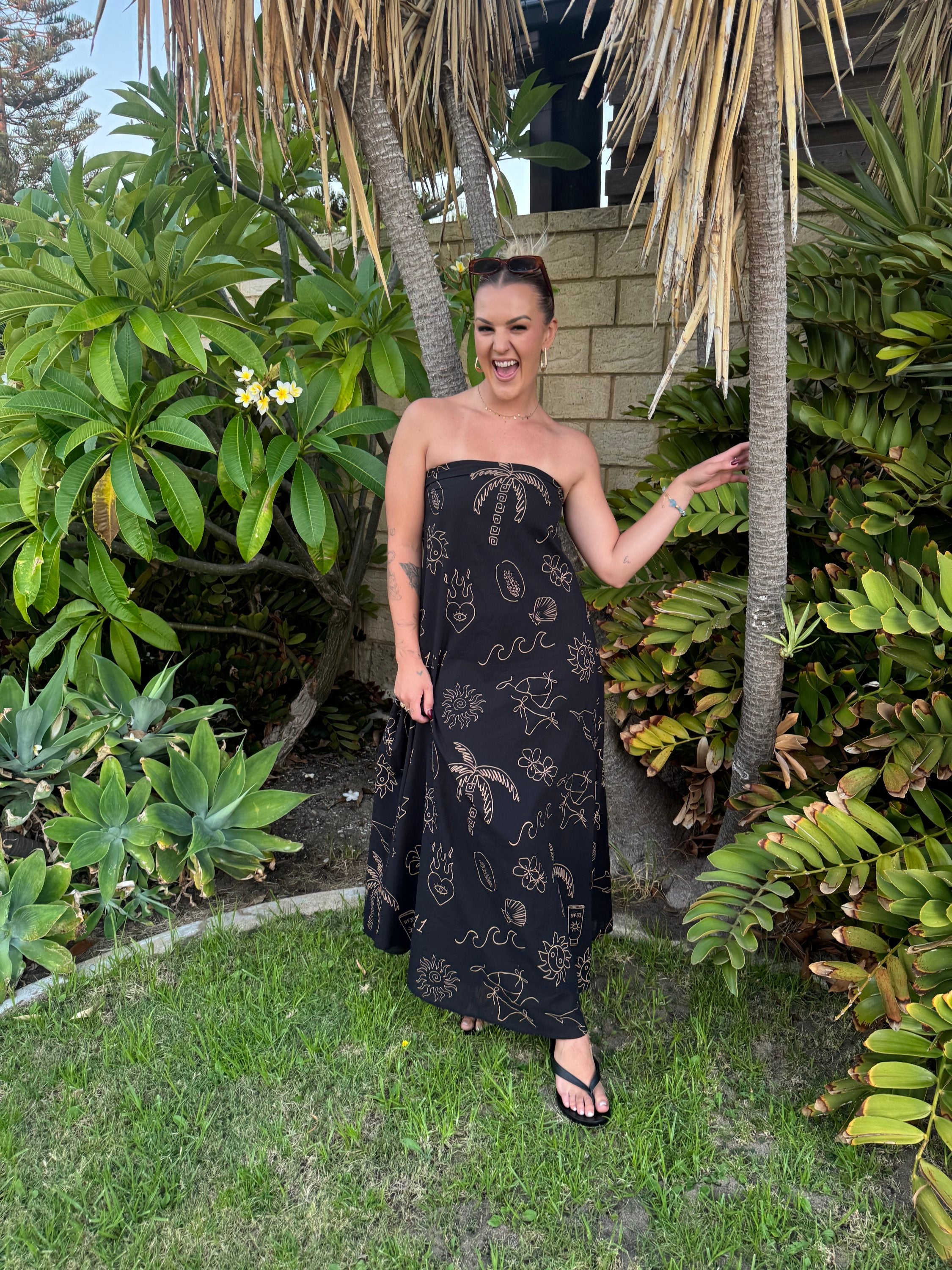 BY FRANKIE / BLACK ANGEL NUMBERS MAXI DRESS / 930-71
