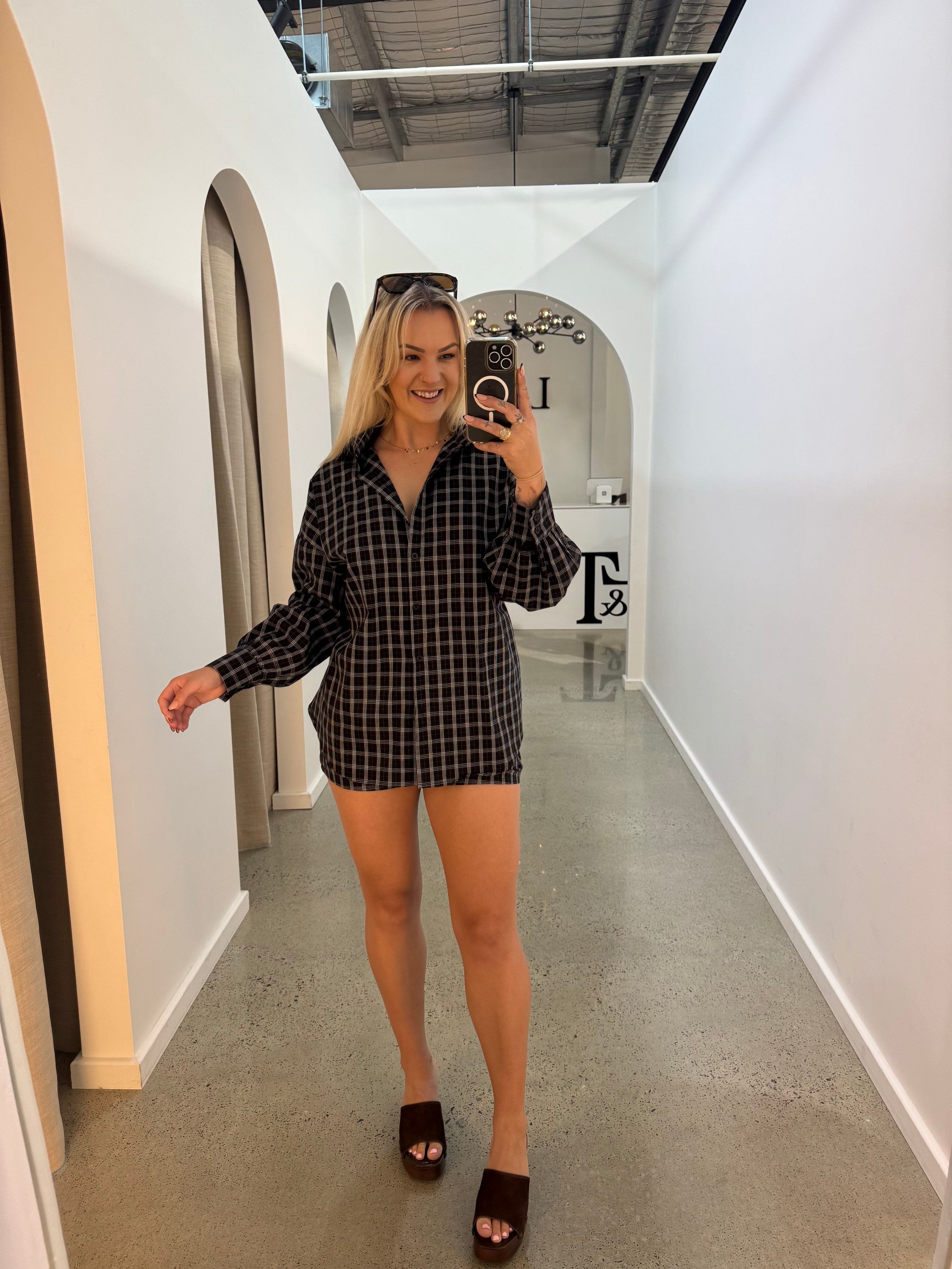 BY FRANKIE / BLACK / WHITE PLAID SHIRT / 939-1