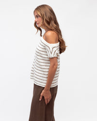 WHITE CLOSET / STRIPPED OUT ONE SHOULDER TOP / TF11513