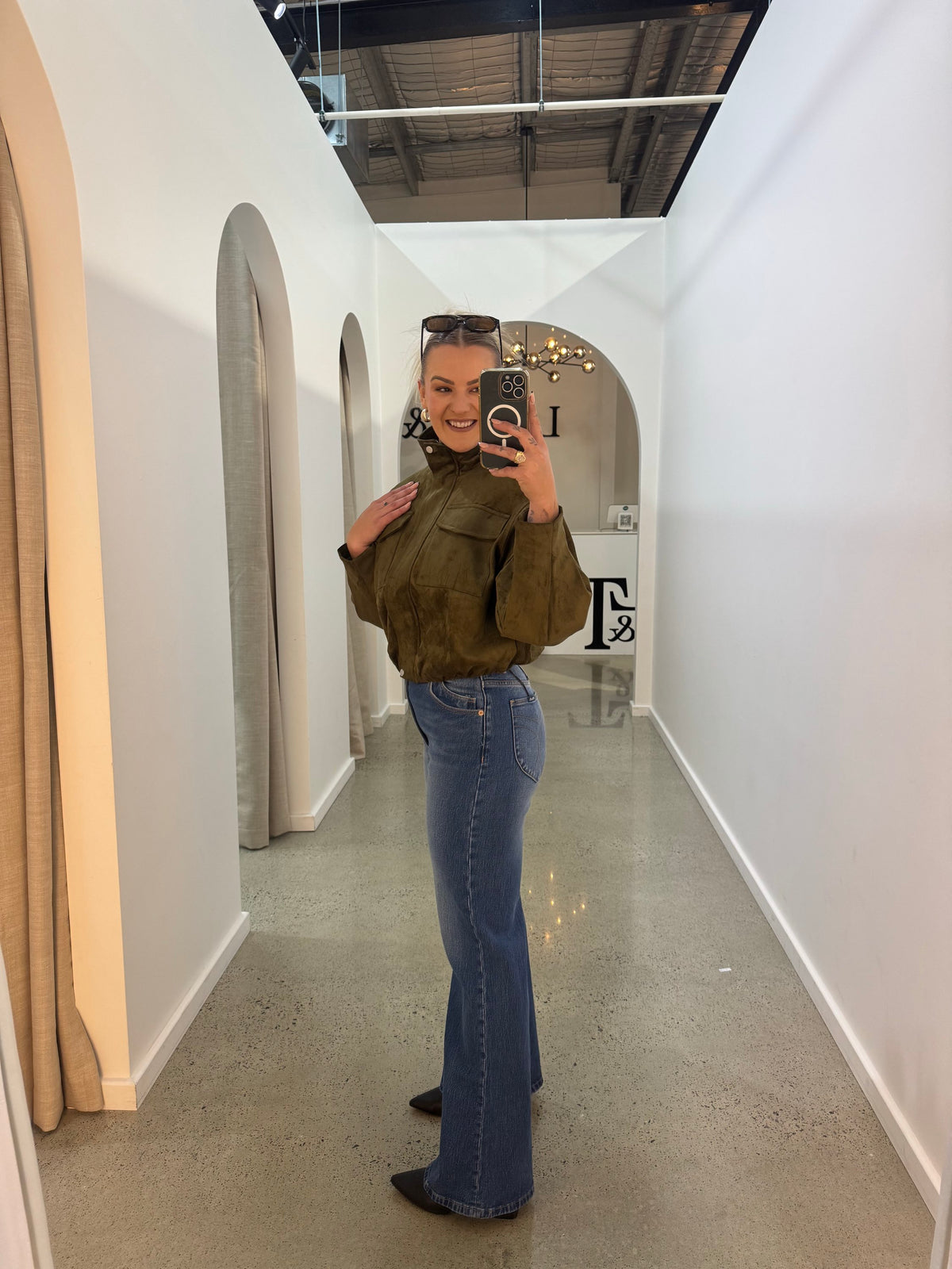 BY FRANKIE / KHAKI FAX SUEDE JACKET / 889-2