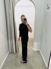 BY FRANKIE / BLACK OPEN BACK LACE TEE / 202601-1