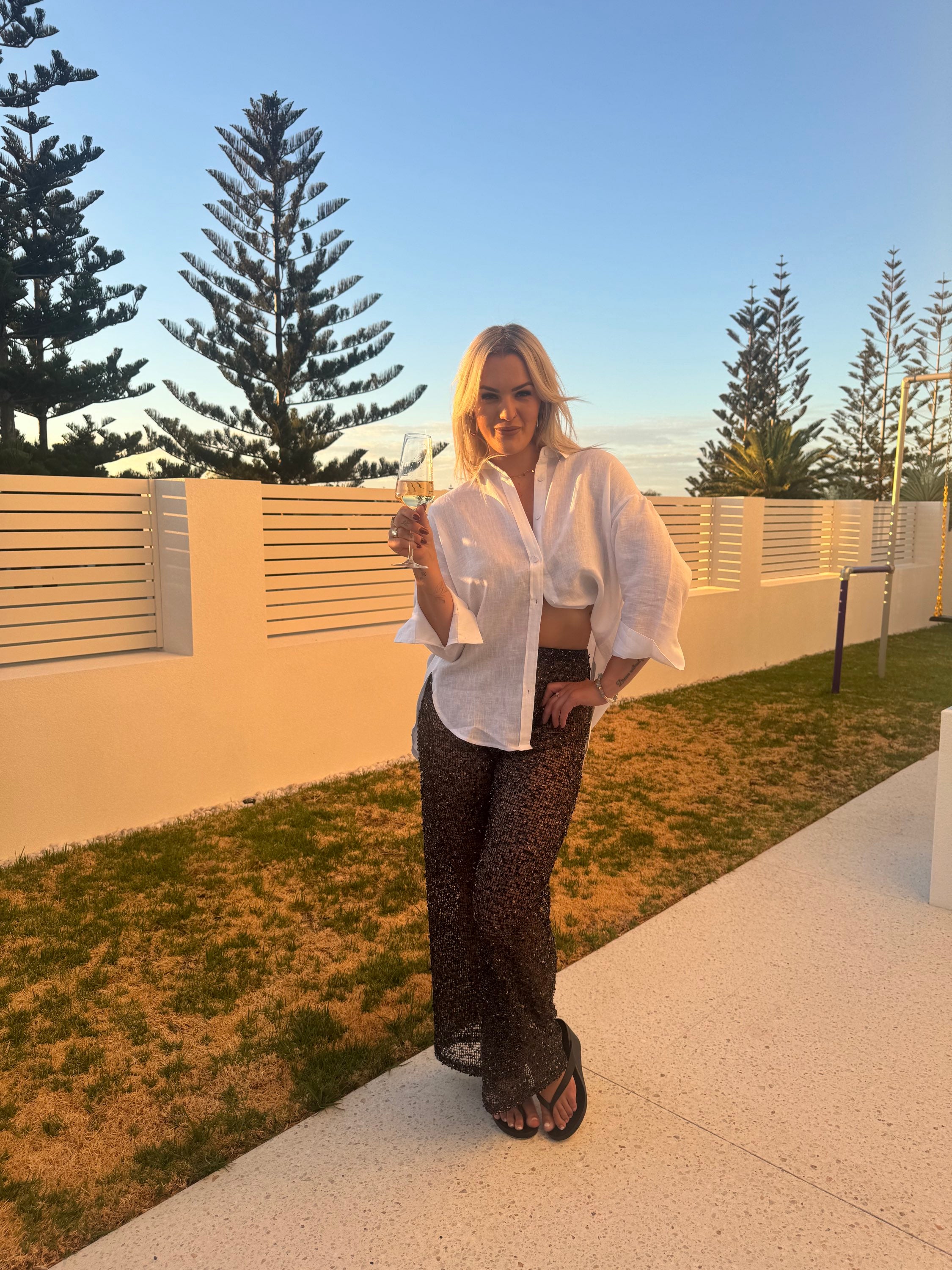 BY FRANKIE / SEQUINS KNIT PANTS / BLACK / 694