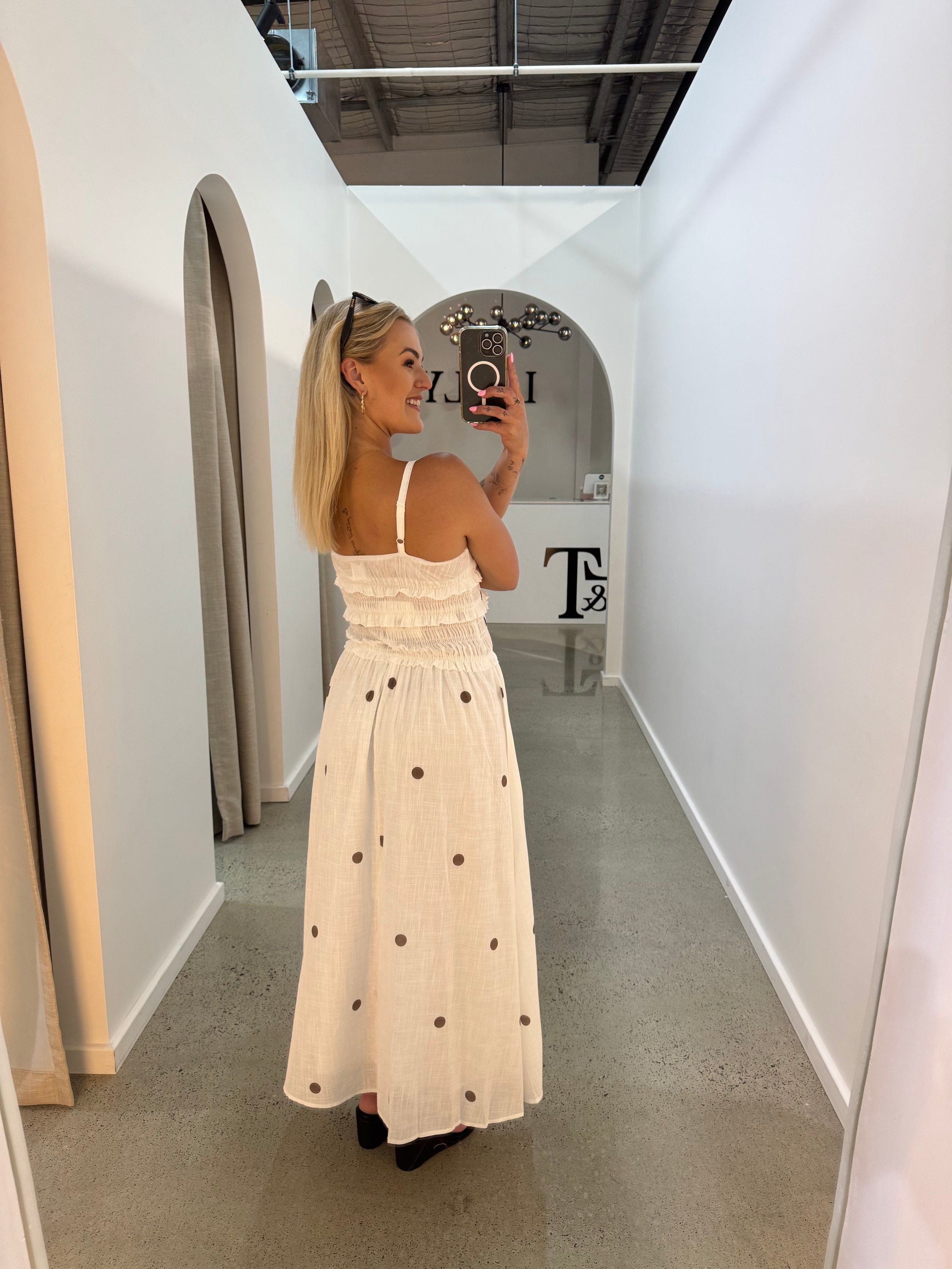 BY FRANKIE / WHITE POLKA MAXI DRESS / 290-2
