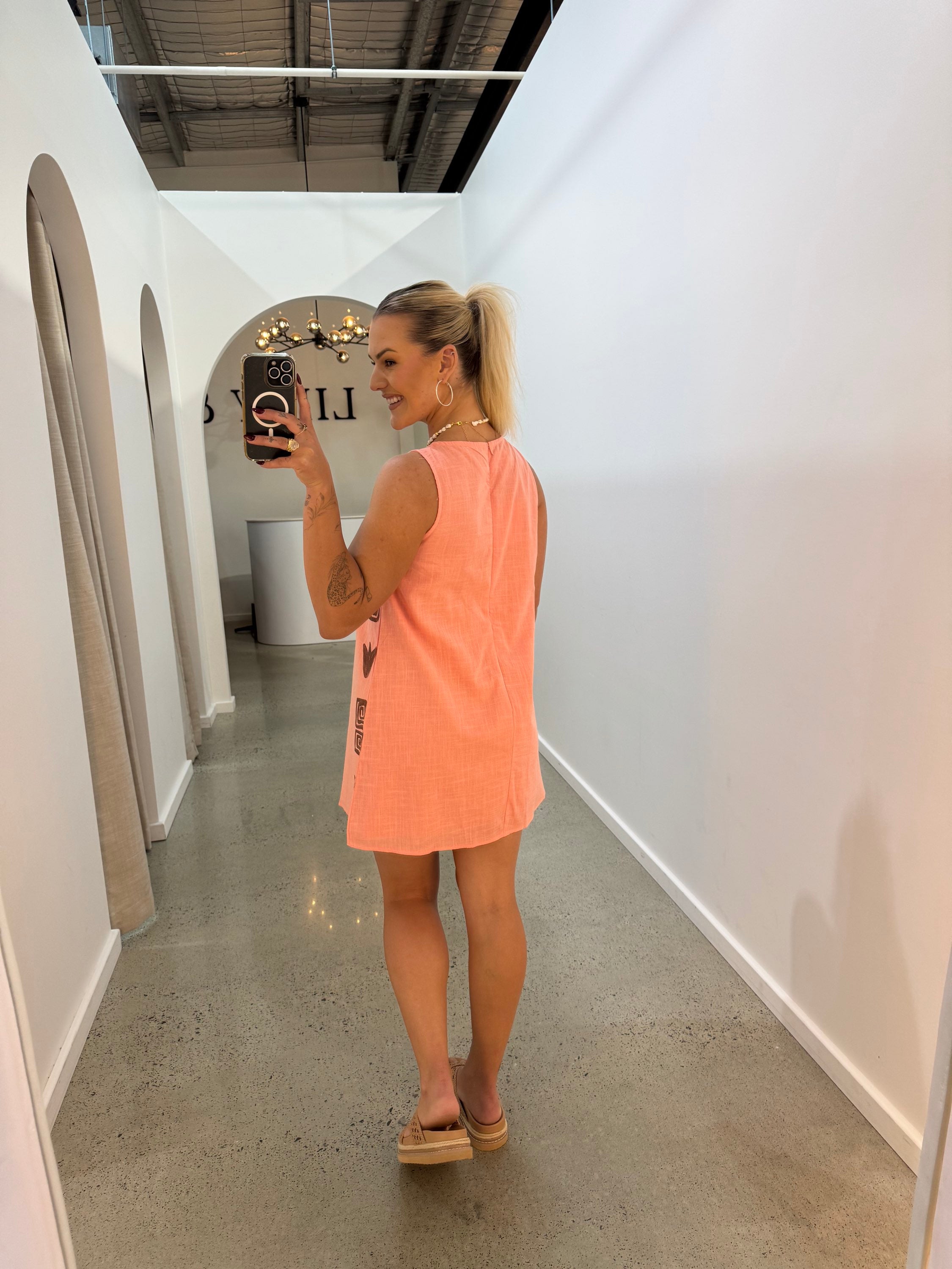 BY FRANKIE / PEACH CHOC SIDE PANEL SHIFT DRESS / 144-11