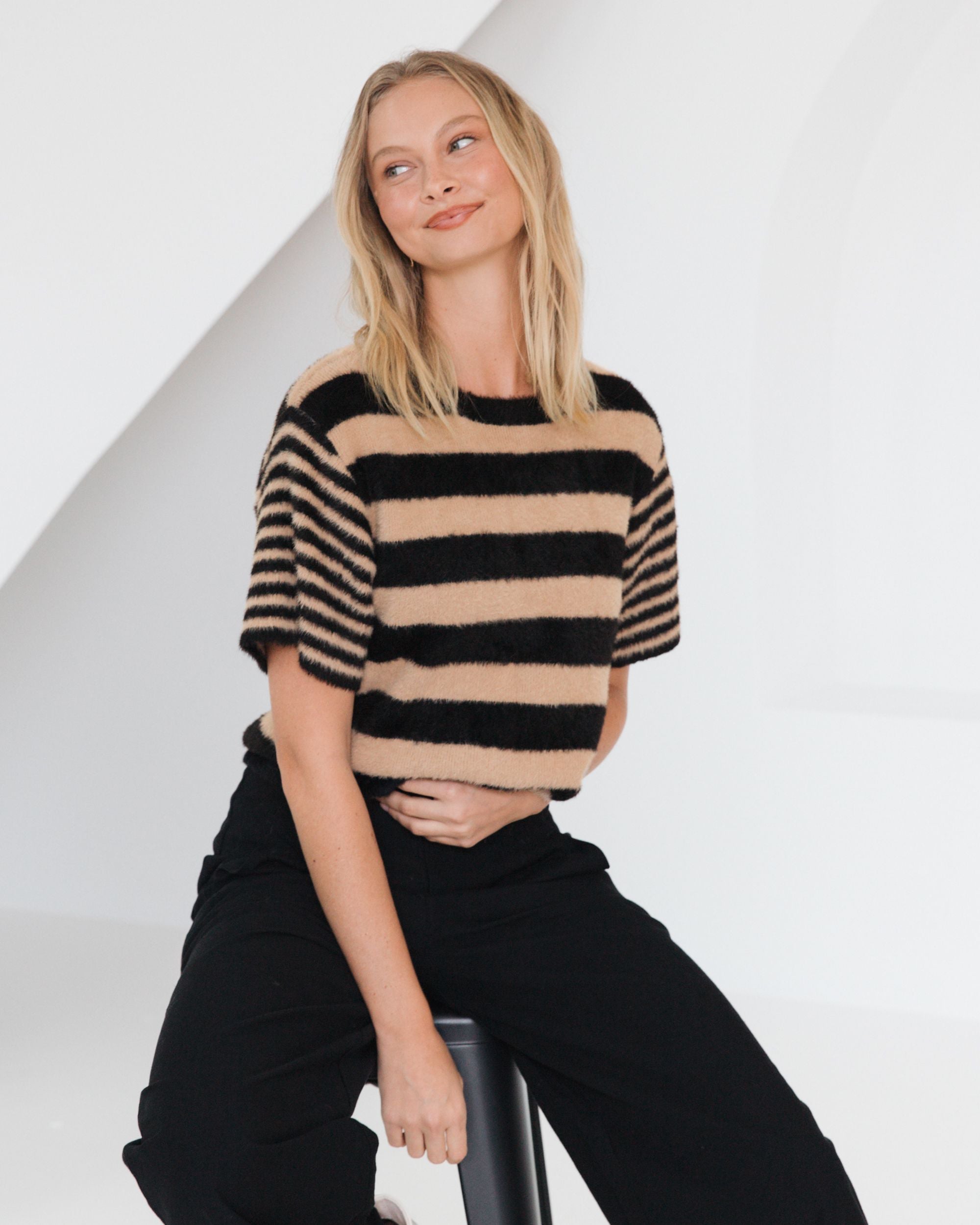 PAPER HEART / VANESSA KNIT TEE / BLK PH13931