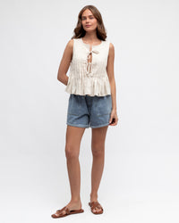 PAPER HEART / PLEAT TO PERFECTION TOP / OATMEAL / PH11919