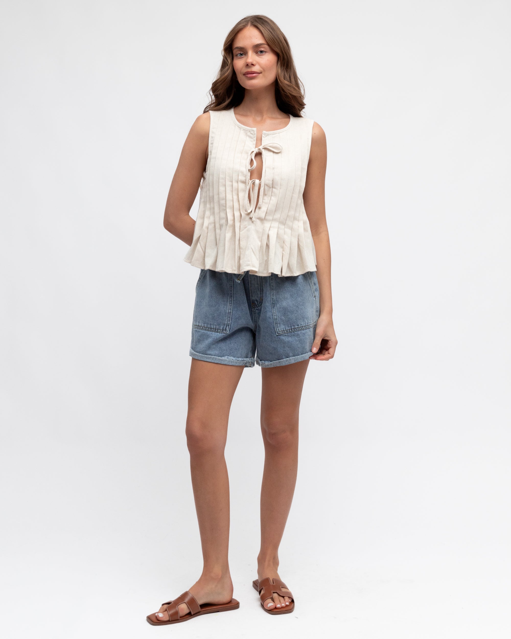PAPER HEART / PLEAT TO PERFECTION TOP / OATMEAL / PH11919