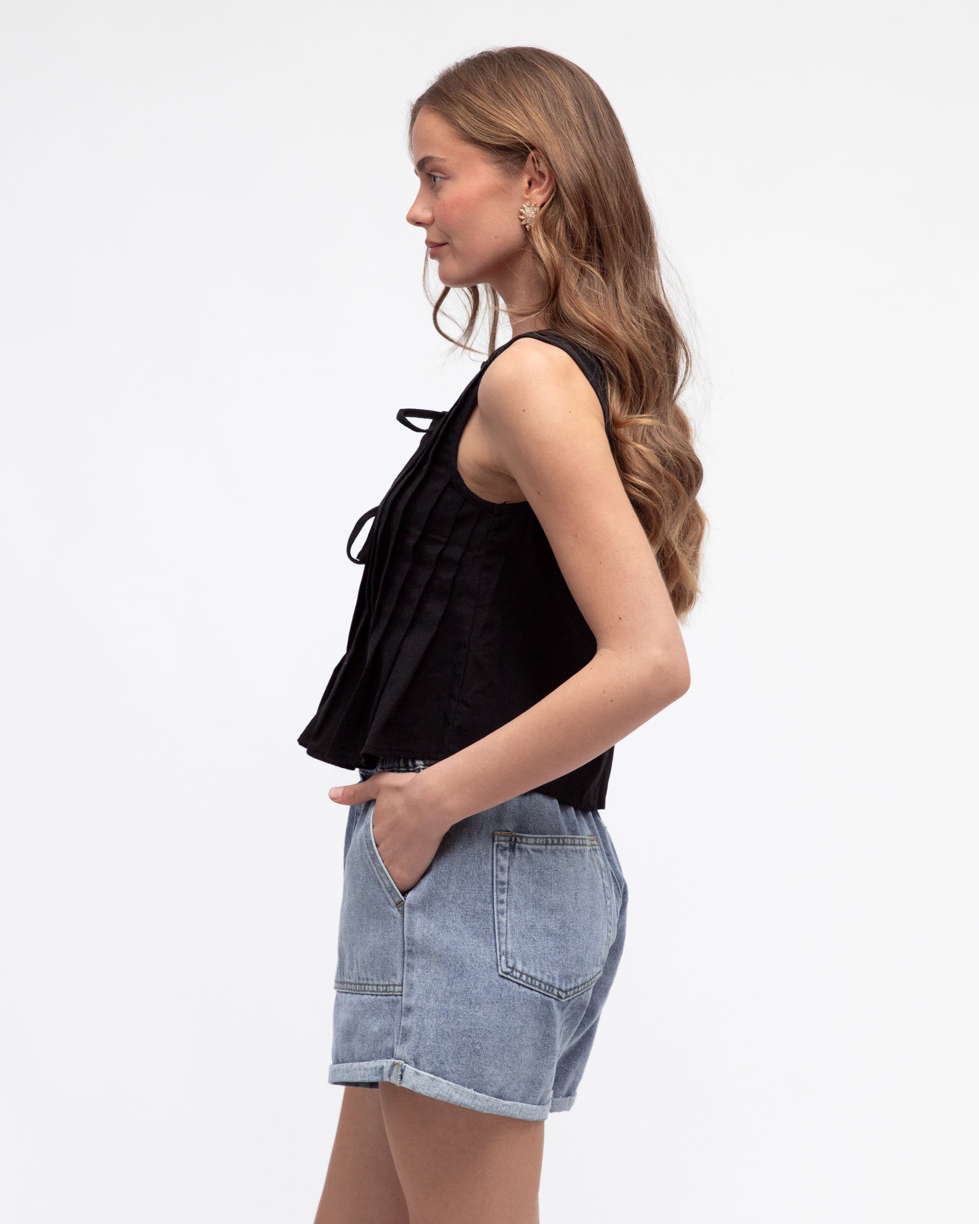 PAPER HEART / PLEAT TO PERFECTION TOP / BLACK / PH11919