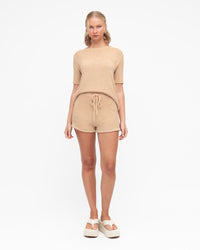 LOUNGING IT KNIT SHORTS - LATTE