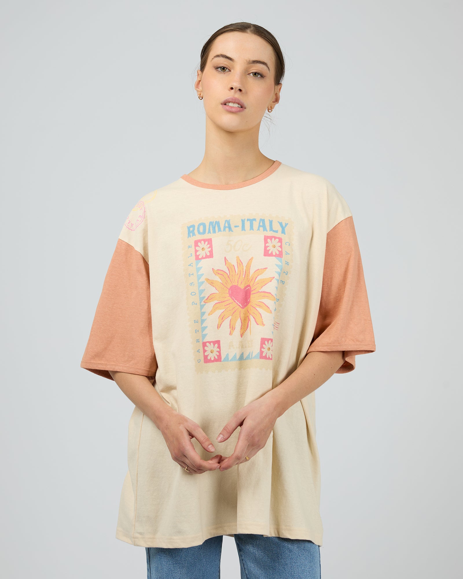 ALL ABOUT EVE / POSTCARDS OVERSIZED TEE VANILLA / 6469032