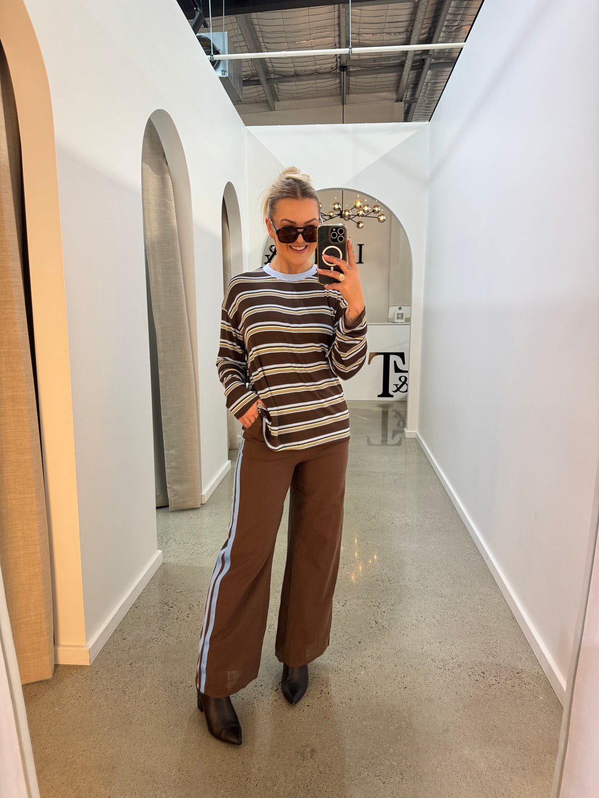 BY FRANKIE / CHOCOLATE - BLUE STRIPE PANT / 981-1
