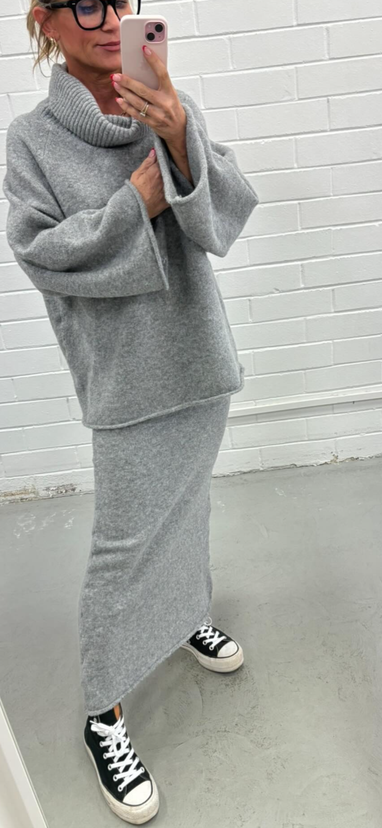 Mohair Knit Skirt - Grey
