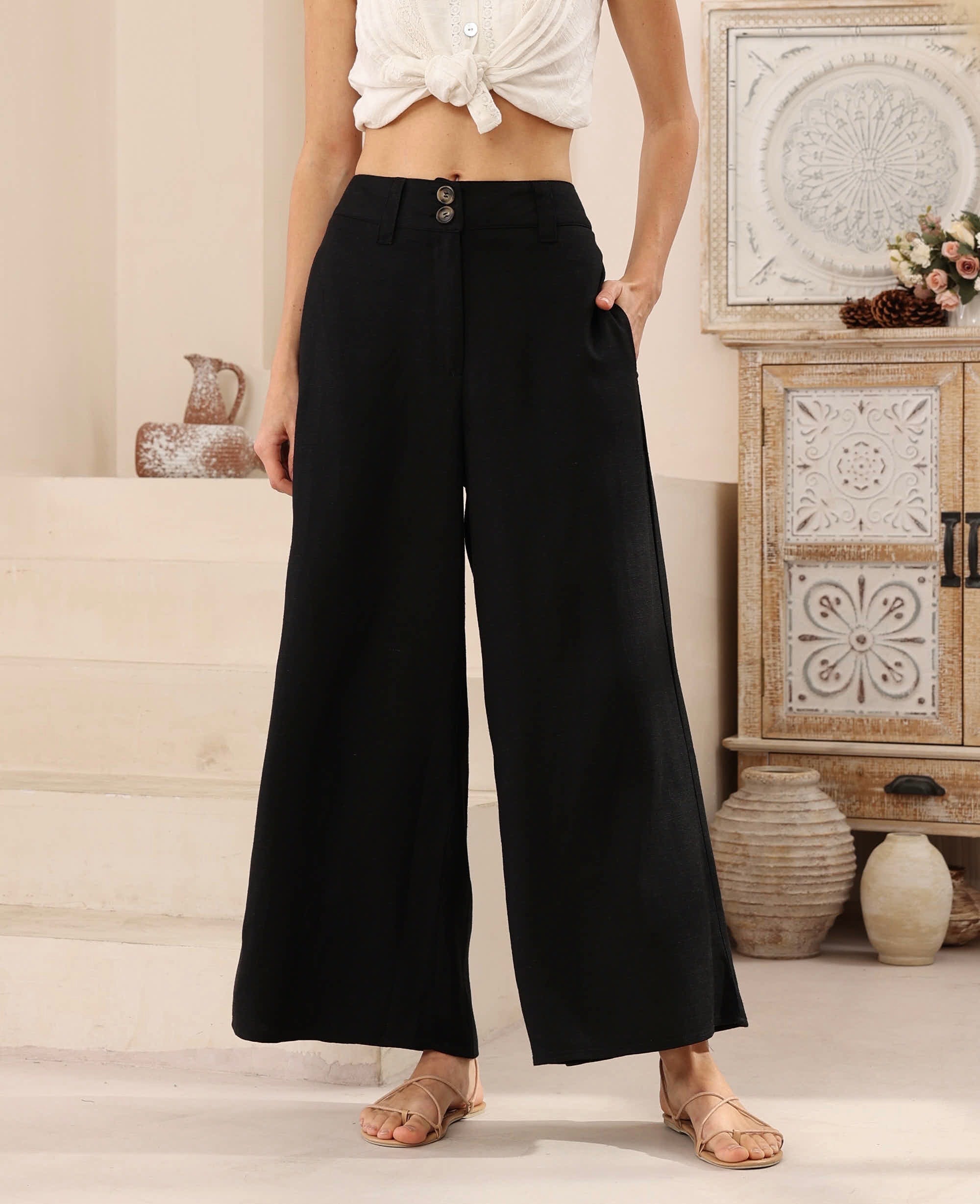IRIS MAXI / FINE PANTS BLACK / 203977-4