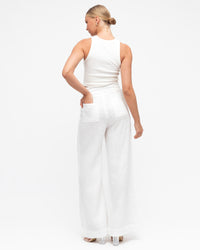 WHITE CLOSET / FLIP LINEN PANTS / WHITE
