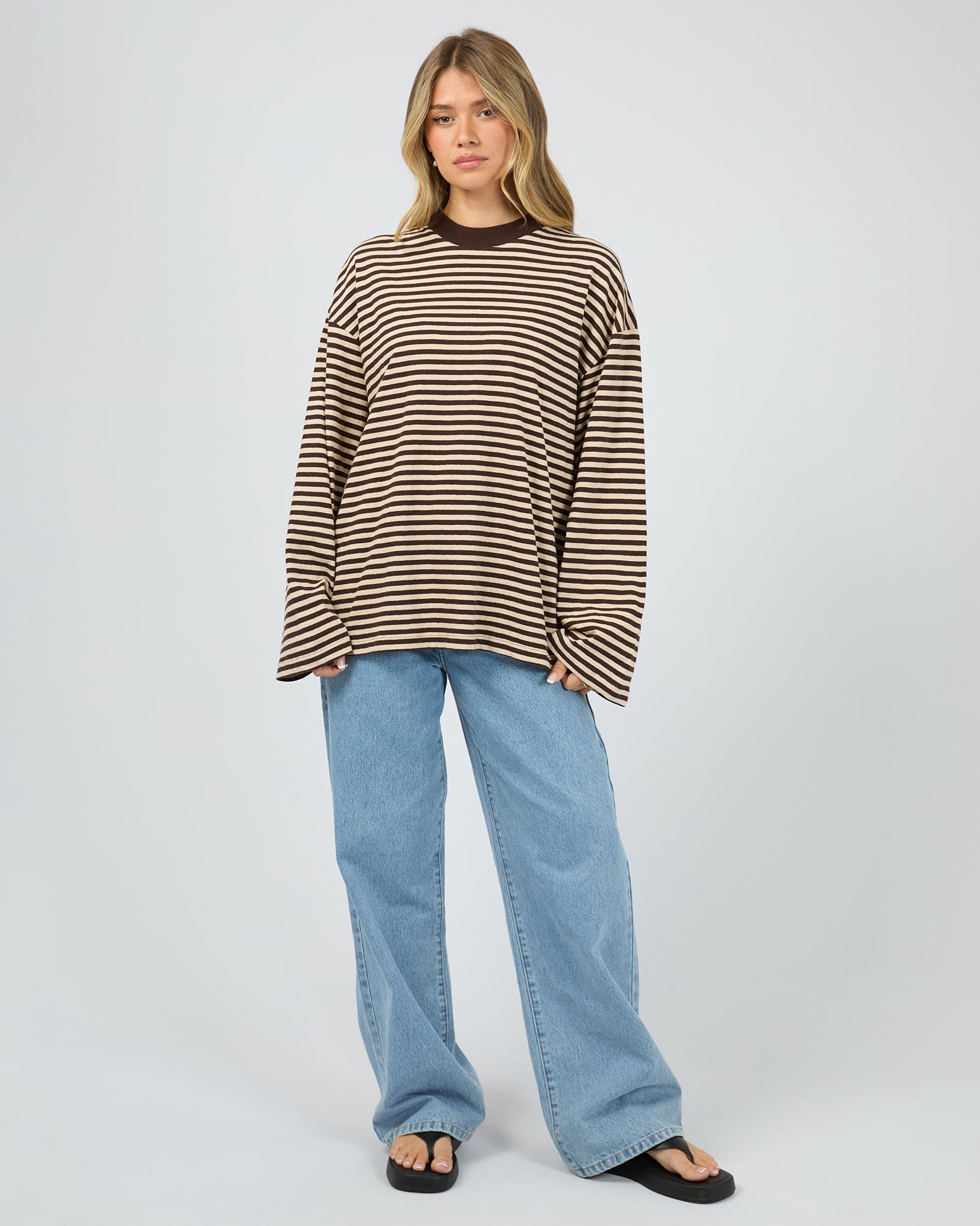 ALL ABOUT EVE / PALOMA LS STRIPE TEE / BROWN / 6479081