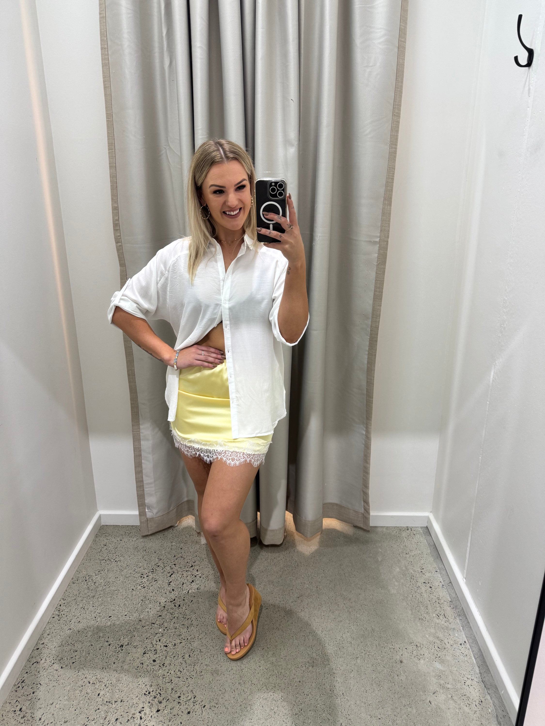 BY FRANKIE / LEMON CUPRO WHITE LACE TRIM SKIRT / 48-2