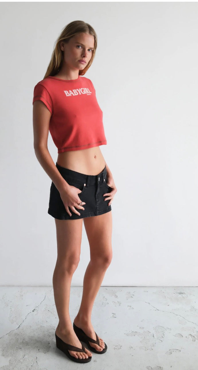 ABRAND / BABY GIRL CROPPED RIBBED TEE / A61T04