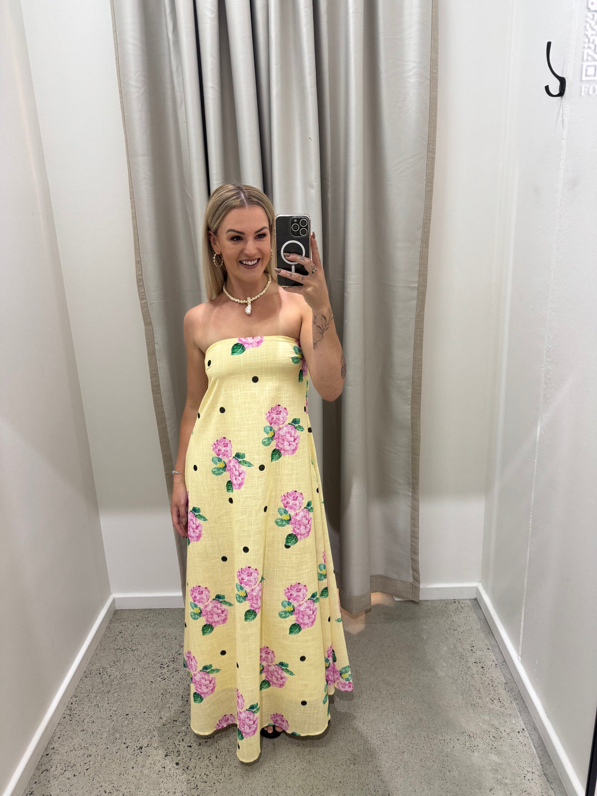 BY FRANKIE / YELLOW POKA MAXI DRESS / 930-56